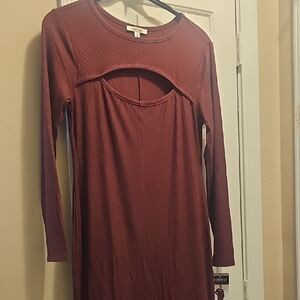 Edikted Maroon Long Sleeve Dress